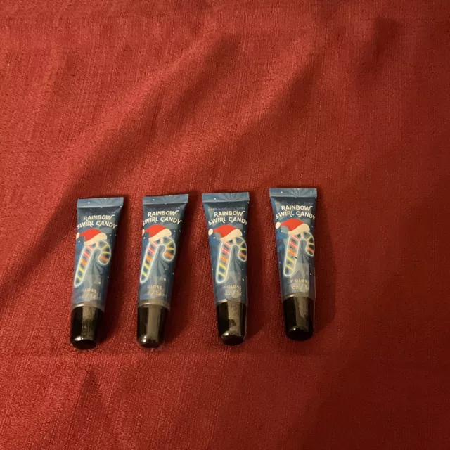 Lote de 4x Bath & Body Works RAINBOW SWIRL CARADY brillo labial hidratante / Juego de 4