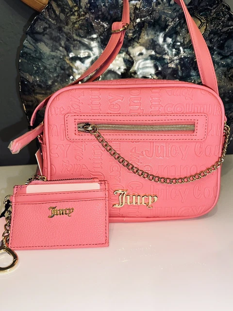 Juicy Couture Pink Lemonade Crossbody Camera Bag Purse NWT Cardholder Bundle NEW