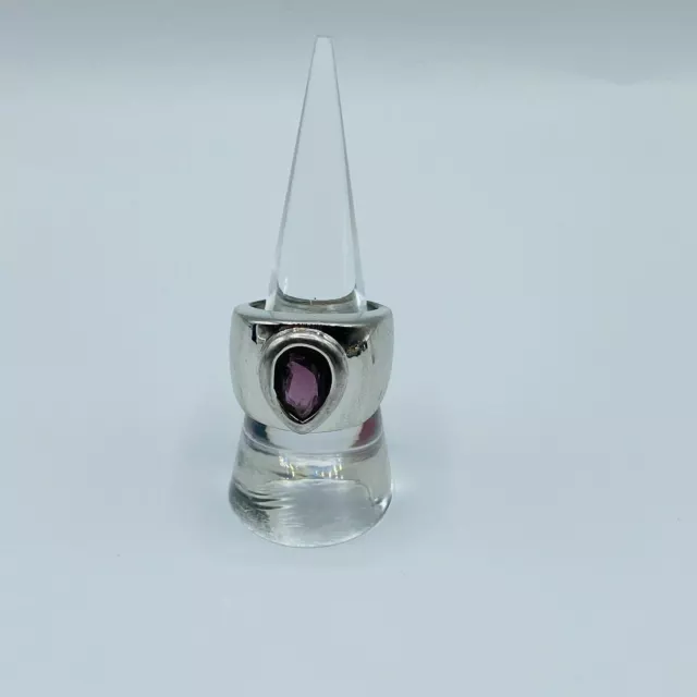 Park Lane Purple Teardrop Silver Tone Wide Ring Size 8
