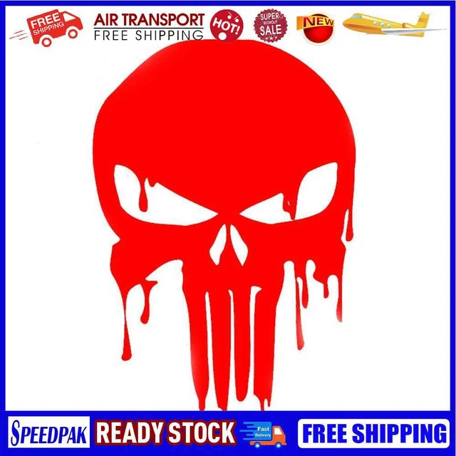 Car Sticker 15x10.1cm Bloody Punisher Skull Reflective Motorcycle Decal Red