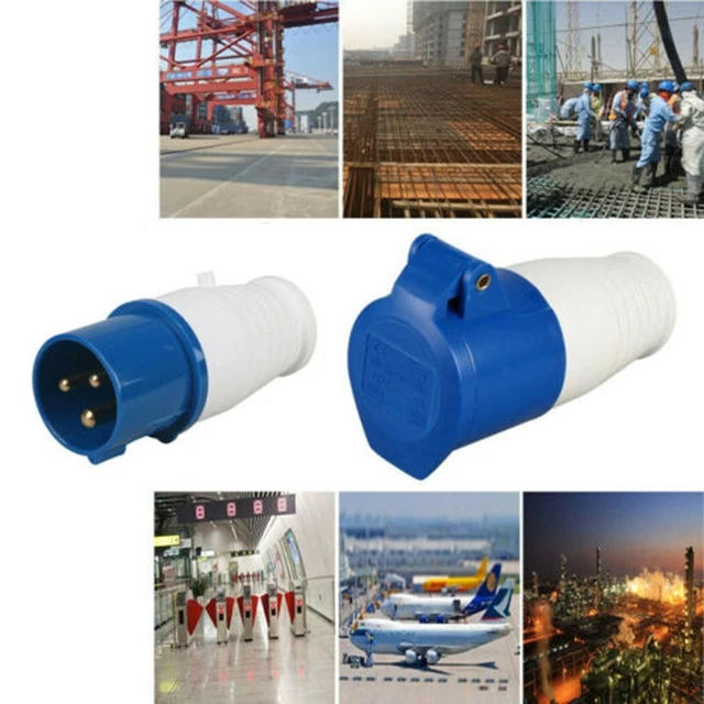 Tapones y enchufes de sitio azul resistente a impactos 240V 16A 3 pines IP44 macho hembra