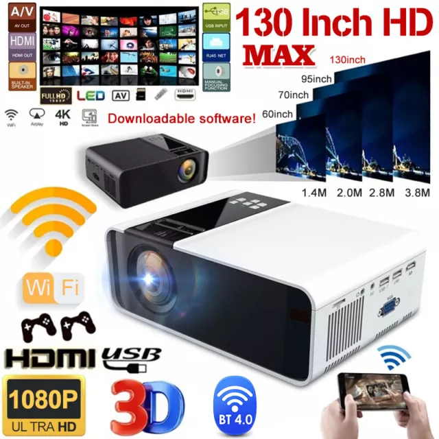 22000 Lumens HD 1080P 3D Video Projector Home Theater Cinema Multimedia HDMI USB