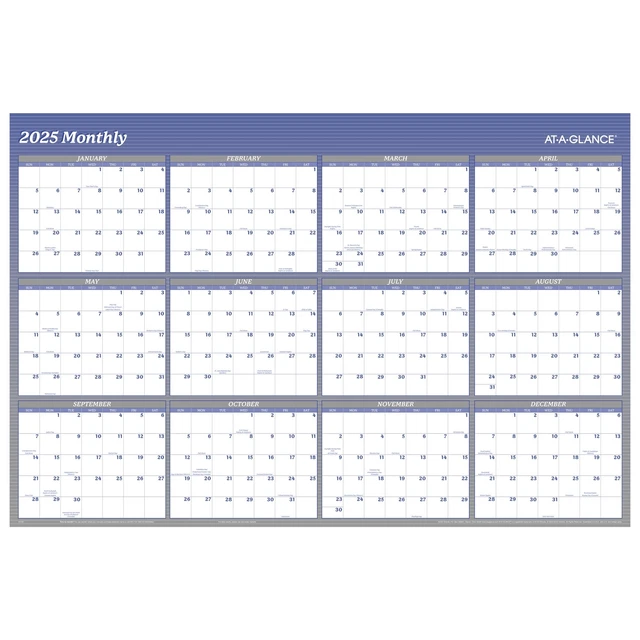 ATAGLANCE 2025 VERTICAL Horizontal Reversible Yearly Wall Calendar