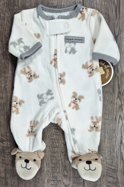 Baby Boy Clothes New Child Mine Carter's Preemie Fleece Dog-Gone Handsome Outfit