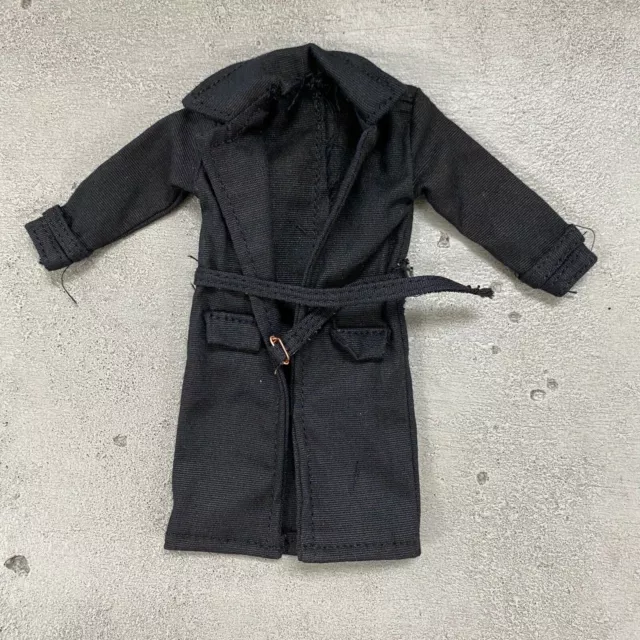 PB-LTC2-BLK: 1/12 Black Fabric Wired Trench Coat for 6" action figure body