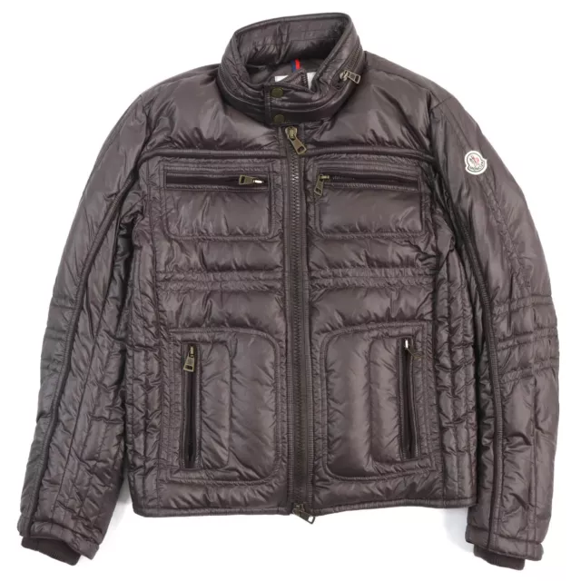 MONCLER #7 CLEVELAND zip-up rider-style down jacket logo patch dark ...