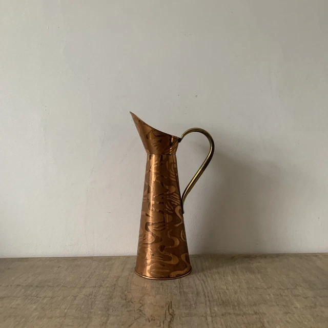 Vintage Copper &  Brass Jug Pitcher Vase Dried Flower Display Kitchenalia Decor