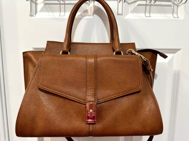 Brahmin Large Brown Pebbled Leather Priscilla Satchel in Rare Cognac Selva NWT