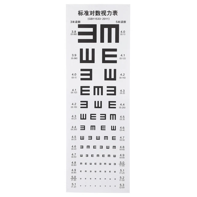 Standard Eye Chart Waterproof Clear Visual Testing Chart for Home School