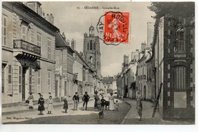 SEZANNE - Marne - CPA 51 - grande rue - vue animée
