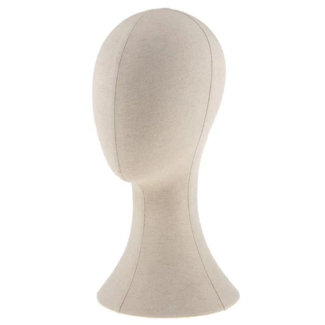 22" Canvas Block Mannequin Head Wig Hat Making Glasses Holder Display Beige
