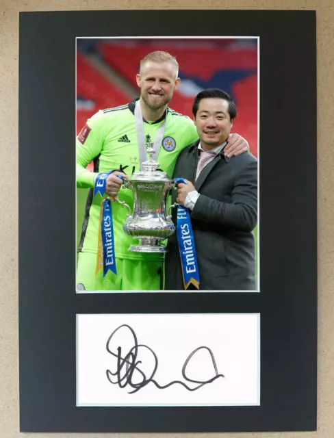 Kasper Schmeichel Hand Signed A4 Display Leicester City FA Cup Winners 2021