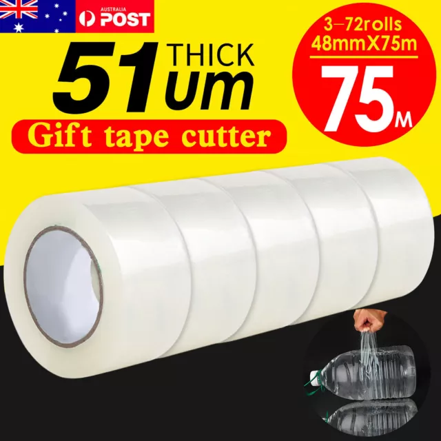 OZ Heavy Duty Packing Packaging Sticky Sealing Tape Shipping Box Carton 75m 48mm