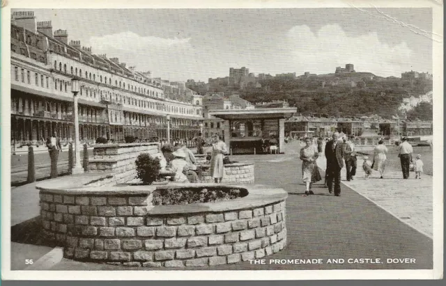 Very Nice Scarce Old Postcard - The Promenade And Castle - Dover - Kent 1954