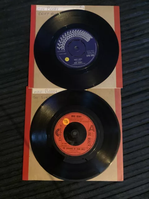 Mike Berry 7" vinyl records x2 (untested)