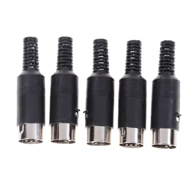 5pcs DIN male Plug 5 Pin Connector with Plastic Handle Adapters Cables&FE