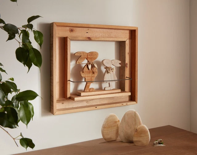Salvare Set 2x Figura IN Legno " Coppie Coniglietto " Lepri Con Pendaglio a