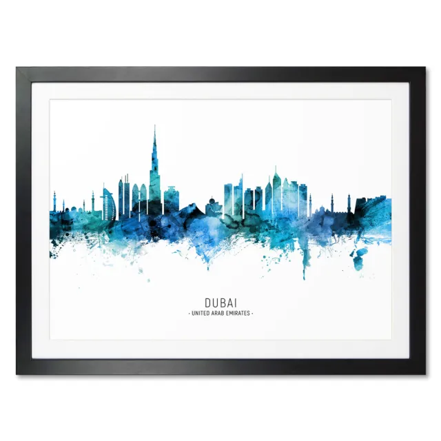 Dubai Skyline, Poster, Canvas or Framed Print, watercolour painting 20541
