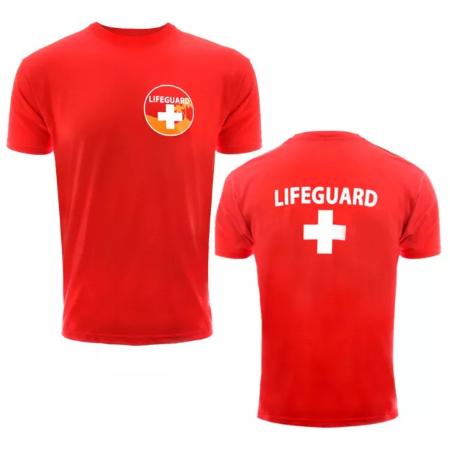 Men's Lifeguard T-Shirt Yellow Or Red 1980'S Fancy Dress Costume Lads Holiday