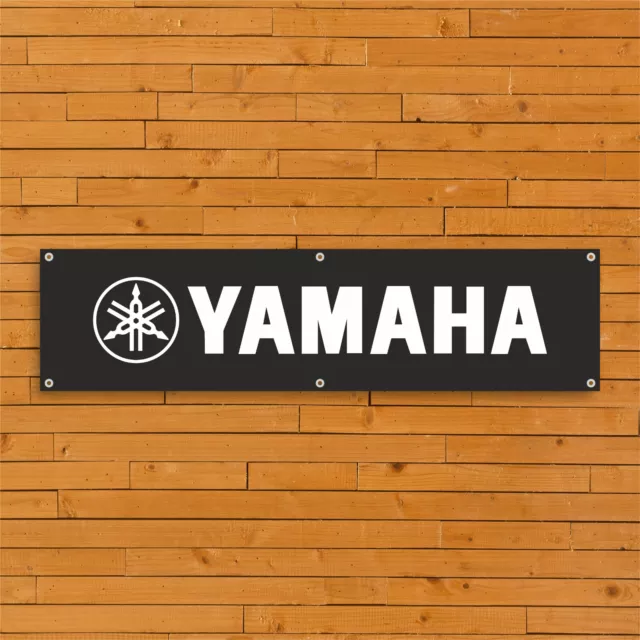 Yamaha Motorcycle Logo PVC Banner - Garage Workshop Sign - Trackside Poster