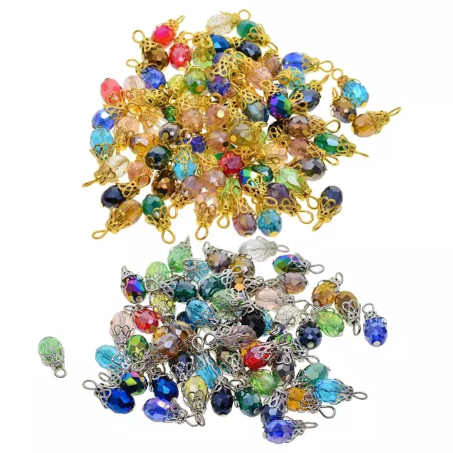 100 Stück Kristall Charms Anhänger Glastropfen Perlen Schmuck