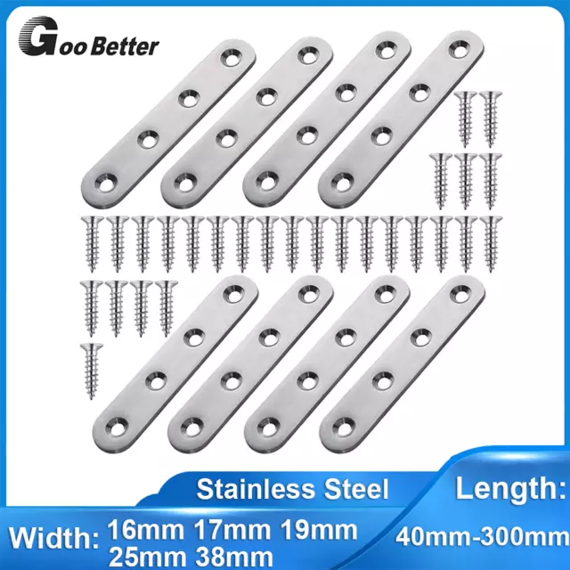 Repair Plate Stainless Steel Flat Straight Fixing Mending Corner Brace Bracket