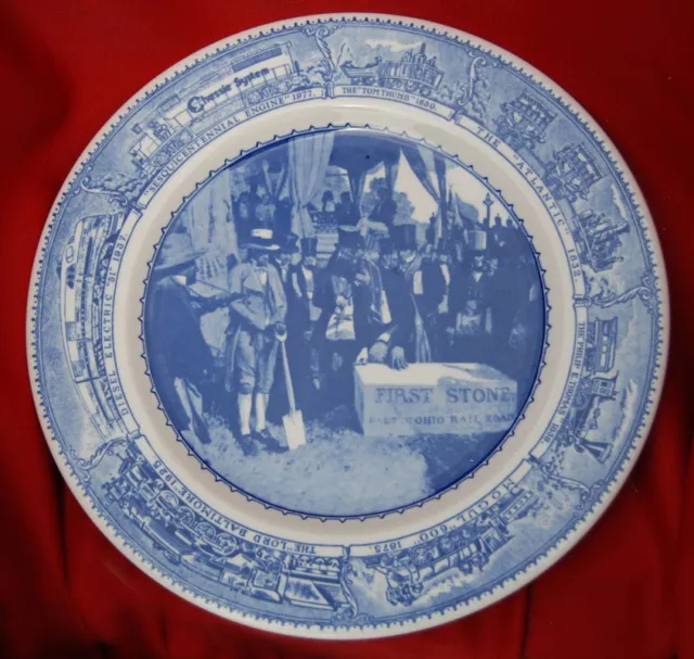 Dinner Plate - Baltimore & Ohio B & O Railroad First Stone 150th Anniversary NOS