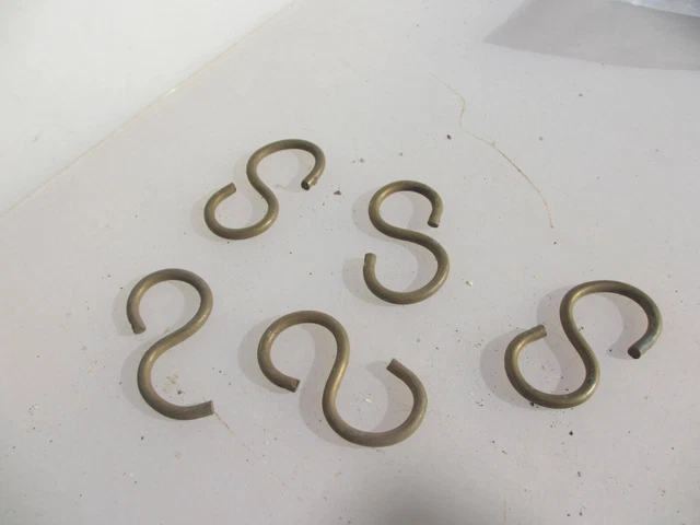 Vintage Brass Ceiling Hooks "S" Hangers Old Hook Hanger Storage 2.25"H