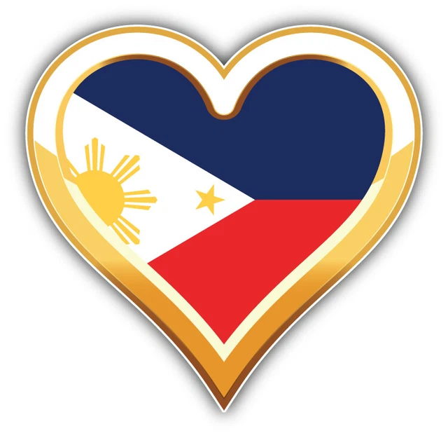 I Love Philippines Golden Heart Flag Car Bumper Sticker Decal