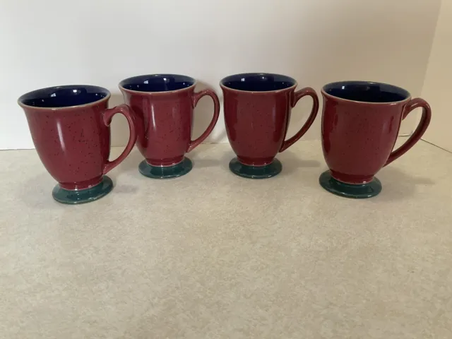 4 Denby Harlequin Footed Coffee Cups /Mugs - England - Nice