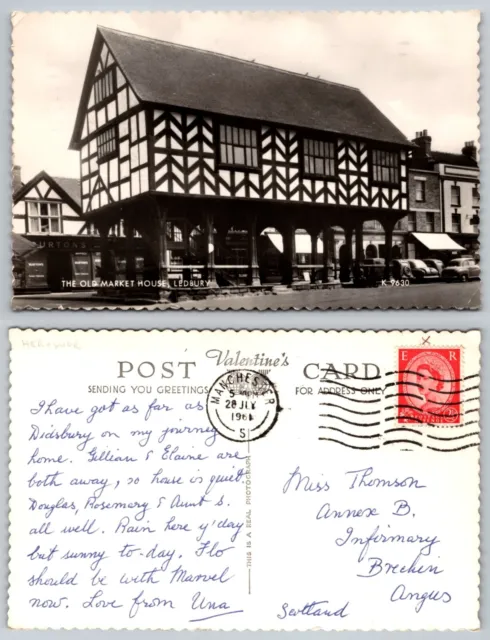 s19724 Old Market House Ledbury Herefordshire England  RP postcard 1961 stamp