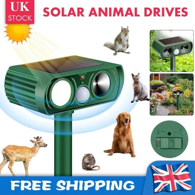 2/4/8x Solar Ultrasonic Dog Cat Repellent Fox Pest Scarer Deterrent Repeller UK