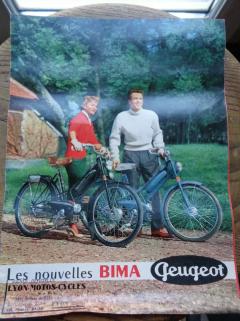 Affiche ancienne publicité fascicule peugeot BIMA motos velomoteur mobylette