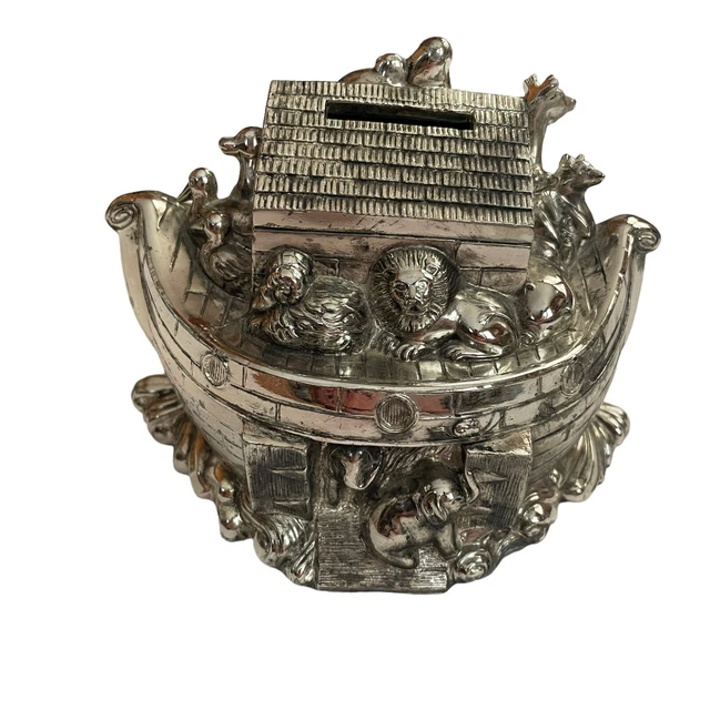 Gorham Piggy Bank Sterling Silver Noah's Ark Coins Made in Japan Rare EP Vintage