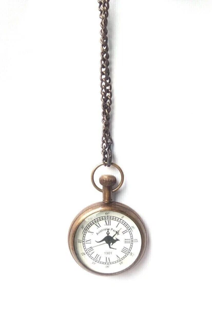 Reloj de bolsillo London de latón pulido brillante con cadena, réplica PARA...