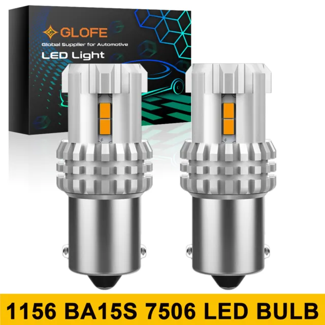 2Pcs 1156 BA15S P21W LED Turn Signal Light Bulbs CANBUS Anti Hyper Flash Amber