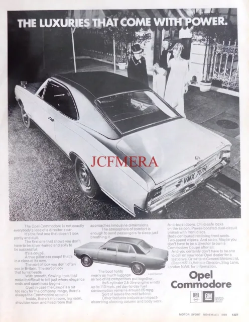 OPEL 'Commodore' Coupe, Original 1969 Motor Car Advert : 660-147