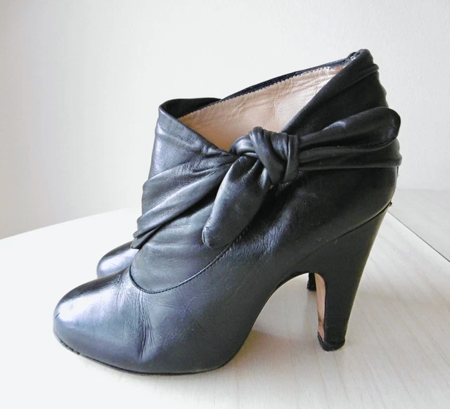 Bottines Low Boots Talons Bout Rond Cuir Noir 38 PAUL & JOE SISTER