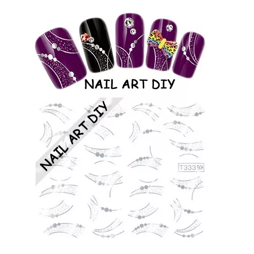 Nail Art water transfer Stickers-decals Silver-Adesivi Unghie-Argento Metallico