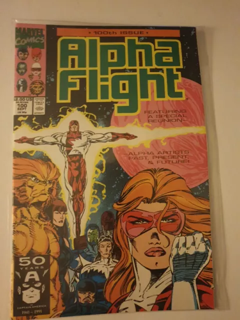 Alpha Flight #100 Marvel Comics Sep 1991 NM + Bagged. Avengers, Nova, Galactus