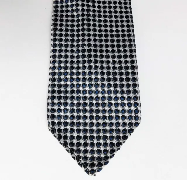 Cravatta vintage anni '50 terylene blu motivo a scacchi bianco ottime condizioni corte