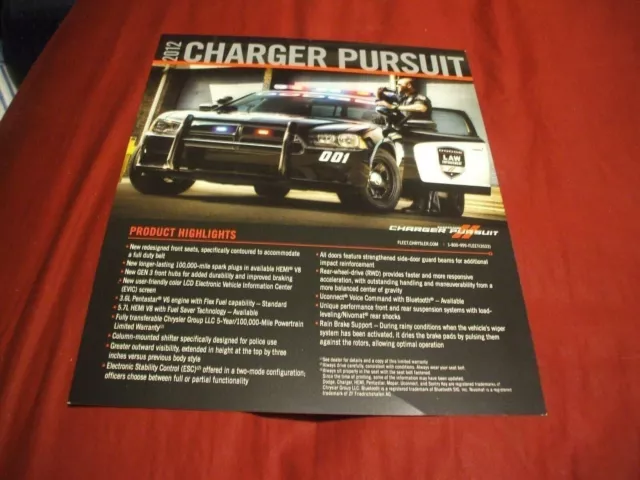 2012 DODGE CHARGER PURSUIT Press Release Brochure - POLICE CAR