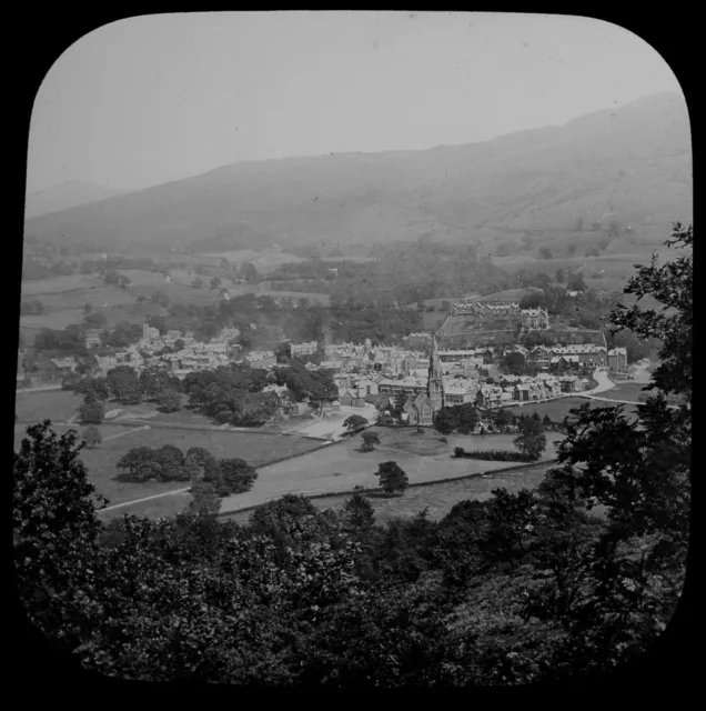 AMBLESIDE FROM LOUGHRIGG FELL THE SEE DISTRICT Magic Lantern Dias C1887 FOTO