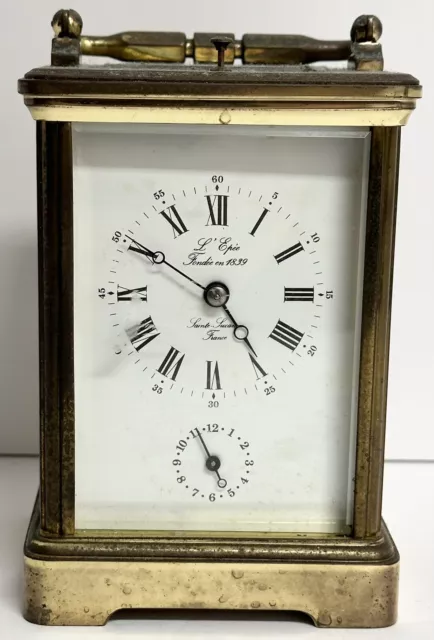 Vintage French Brass Carriage Clock L’ Epee Fondee En 1839 France