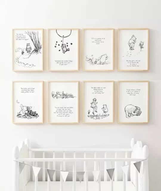 Winnie The Pooh Nursery Posters Wall Art Baby Bedroom Pictures Poster Print