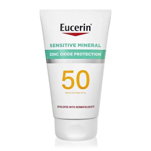 Eucerin Sensitive Mineral Zinc Oxide SPF 50 Sunscreen Protection Lotion 4 oz