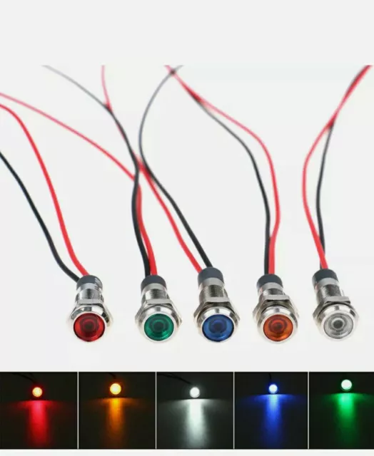 5 x Voyants chrome a Led 12v étanche Tableau de bord Auto Camion Bateau ...