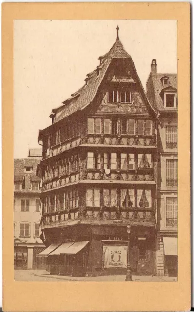 CDV photo Historische Gebäudeanschicht mit Laden - Strassburg 1870er