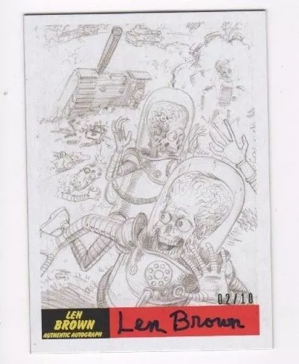 2017 Mars Attacks Revenge autograph card Len Brown P-42 On the Run 02/10