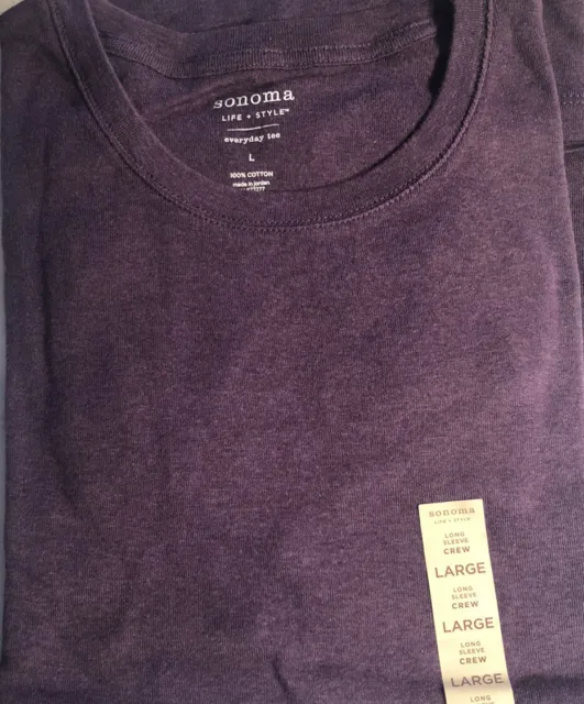 Sonoma  Woman’s Crew T-Shirt Long Sleeve   Color Purple   Size Large